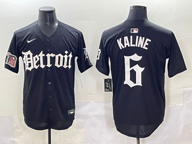 Men 2025 Detroit Tigers #6 Kaline Black Five generations Joint Name Nike MLB Jersey style 18->detroit tigers->MLB Jersey